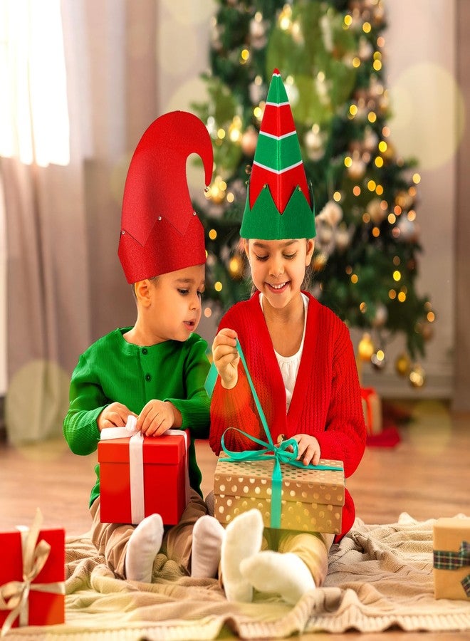 Woosytoo 4 Packs Christmas Elf Felt Hats Unisex Classic Santa Elf Hats Jingle Bells Green and Red Xmas Funny Hat for Christmas New Year Holiday Party Photos Props Cute Dress up Christmas Costume Gifts Favors - Image 4